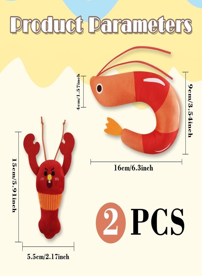 Andiker 2 Pcs Catnip Toys for Cats, Cute Shrimp and Lobster Shape Plush Toy with Catnip PP Cotton Built-in Bells Funny Interactive Cat Toys for Indoor Cats Bite Chew Hunting - Image 2